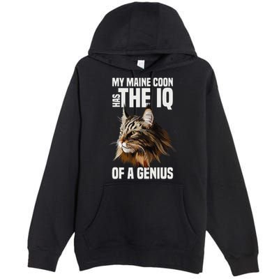 Maine Coon Cat IQ Genius Premium Pullover Hoodie