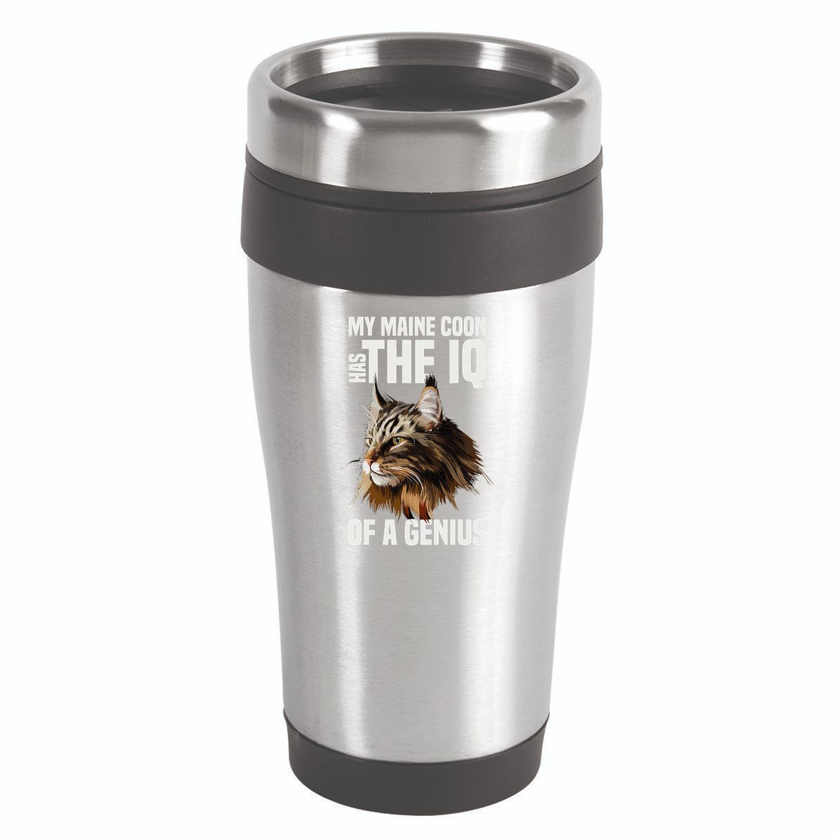 Maine Coon Cat IQ Genius 16oz Travel Tumbler