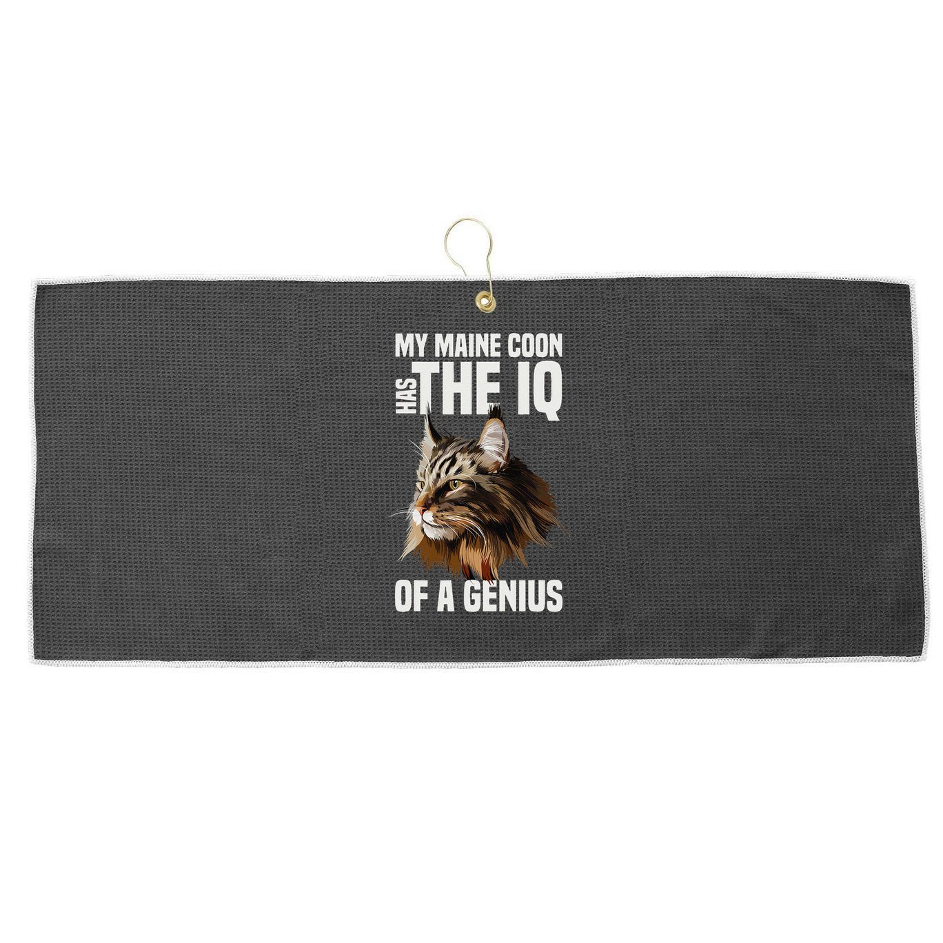 Maine Coon Cat IQ Genius Large Microfiber Waffle Golf Towel