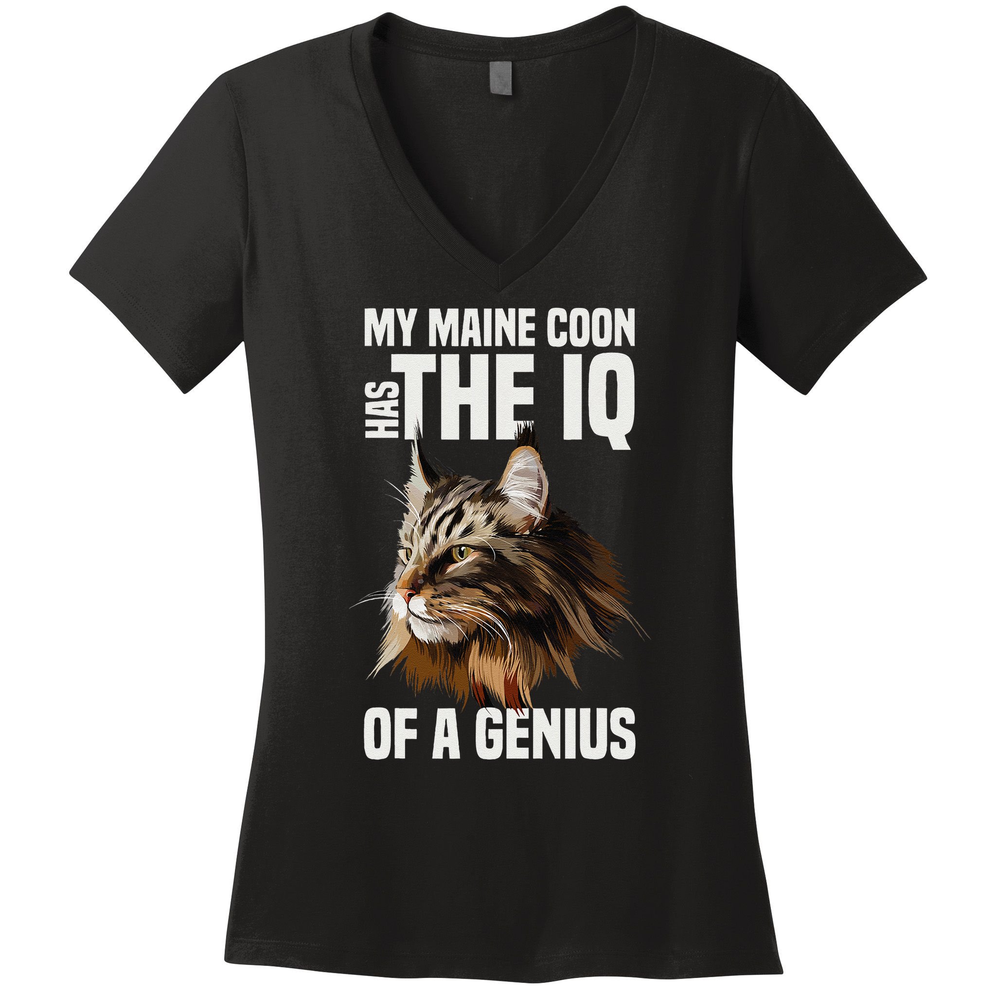 Maine Coon Cat IQ Genius Women's V-Neck T-Shirt