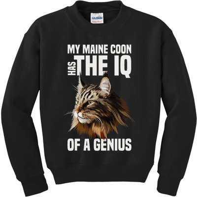 Maine Coon Cat IQ Genius Kids Sweatshirt