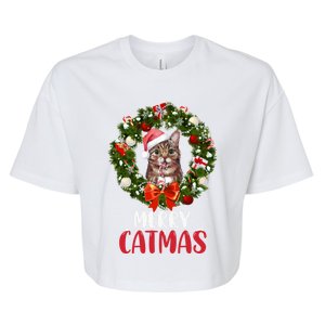 Merry Catmas Cat Christmas Xmas Bella+Canvas Jersey Crop Tee