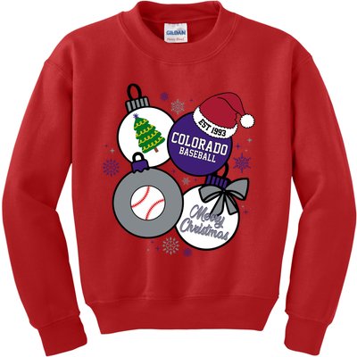 Merry Christmas Colorado Baseball Est 1993 Kids Sweatshirt