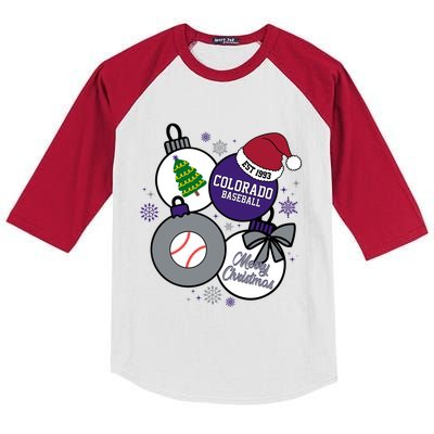 Merry Christmas Colorado Baseball Est 1993 Kids Colorblock Raglan Jersey