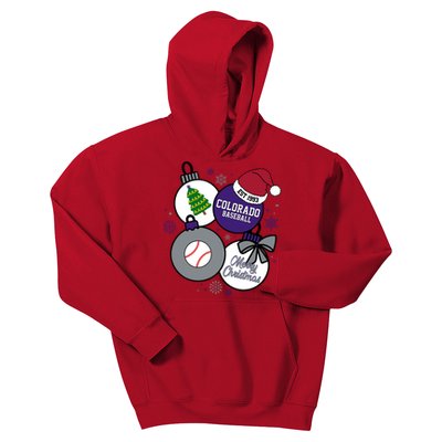 Merry Christmas Colorado Baseball Est 1993 Kids Hoodie