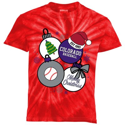 Merry Christmas Colorado Baseball Est 1993 Kids Tie-Dye T-Shirt