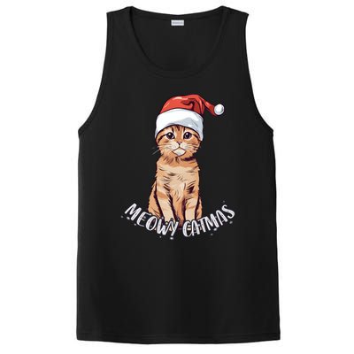 Meowy Catmas Cute Ginger Kitten Santa Hat Merry Christmas Meaningful Gift PosiCharge Competitor Tank