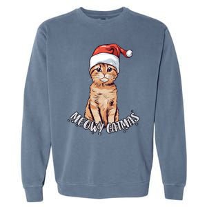 Meowy Catmas Cute Ginger Kitten Santa Hat Merry Christmas Meaningful Gift Garment-Dyed Sweatshirt