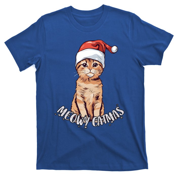 Meowy Catmas Cute Ginger Kitten Santa Hat Merry Christmas Meaningful Gift T-Shirt