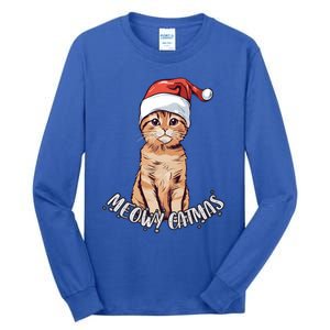 Meowy Catmas Cute Ginger Kitten Santa Hat Merry Christmas Meaningful Gift Tall Long Sleeve T-Shirt