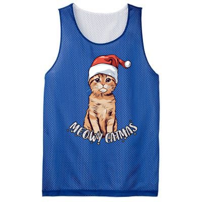 Meowy Catmas Cute Ginger Kitten Santa Hat Merry Christmas Meaningful Gift Mesh Reversible Basketball Jersey Tank