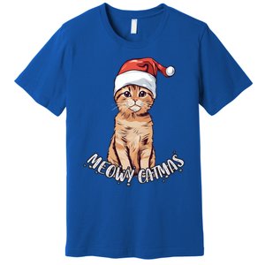 Meowy Catmas Cute Ginger Kitten Santa Hat Merry Christmas Meaningful Gift Premium T-Shirt