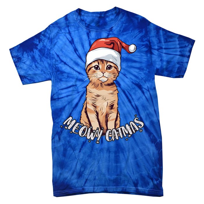 Meowy Catmas Cute Ginger Kitten Santa Hat Merry Christmas Meaningful Gift Tie-Dye T-Shirt