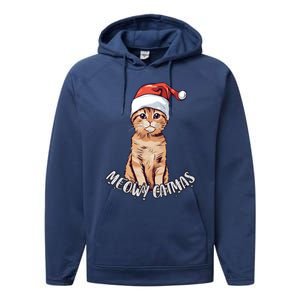 Meowy Catmas Cute Ginger Kitten Santa Hat Merry Christmas Meaningful Gift Performance Fleece Hoodie