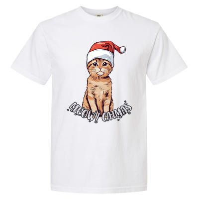 Meowy Catmas Cute Ginger Kitten Santa Hat Merry Christmas Meaningful Gift Garment-Dyed Heavyweight T-Shirt