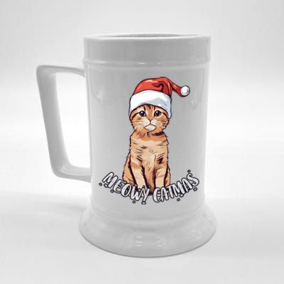 Meowy Catmas Cute Ginger Kitten Santa Hat Merry Christmas Meaningful Gift Beer Stein