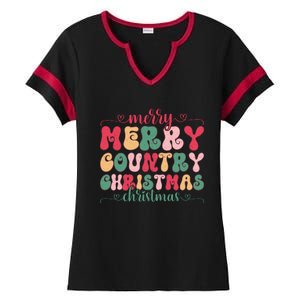 Merry Country Christmas Graphic Ladies Halftime Notch Neck Tee