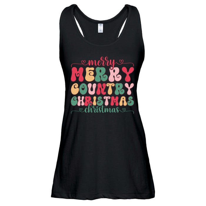 Merry Country Christmas Graphic Ladies Essential Flowy Tank