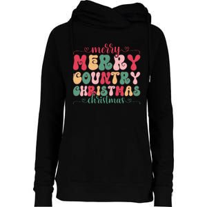 Merry Country Christmas Graphic Womens Funnel Neck Pullover Hood