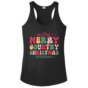 Merry Country Christmas Graphic Ladies PosiCharge Competitor Racerback Tank