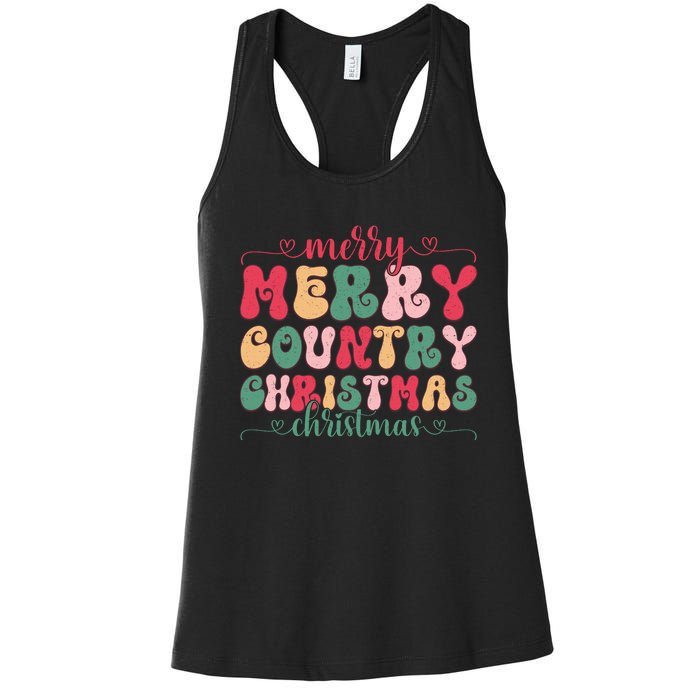 Merry Country Christmas Graphic Women's Racerback Tank