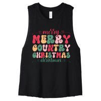 Merry Country Christmas Graphic Women's Racerback Cropped Tank