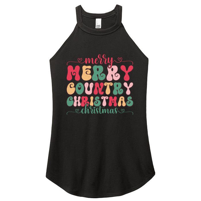 Merry Country Christmas Graphic Women's Perfect Tri Rocker Tank