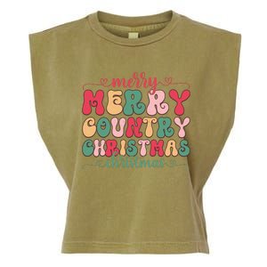 Merry Country Christmas Graphic Garment-Dyed Women's Muscle Tee