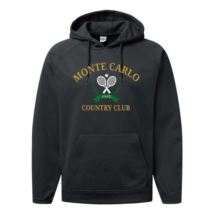 Monte Carlo Country Club Vintage Tennis Aesthetic Performance Fleece Hoodie