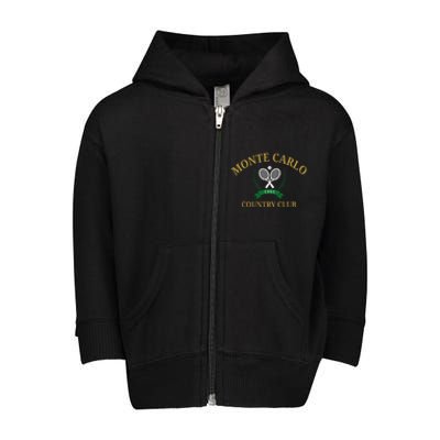 Monte Carlo Country Club Vintage Tennis Aesthetic Toddler Zip Fleece Hoodie