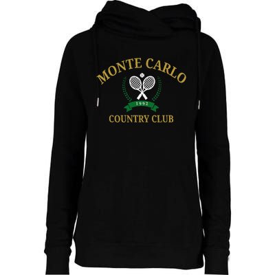 Monte Carlo Country Club Vintage Tennis Aesthetic Womens Funnel Neck Pullover Hood