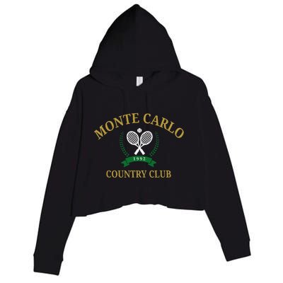 Monte Carlo Country Club Vintage Tennis Aesthetic Crop Fleece Hoodie