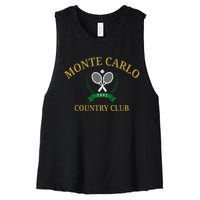 Monte Carlo Country Club Vintage Tennis Aesthetic Women's Racerback Cropped Tank