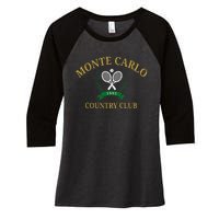 Monte Carlo Country Club Vintage Tennis Aesthetic Women's Tri-Blend 3/4-Sleeve Raglan Shirt