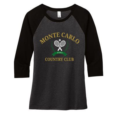 Monte Carlo Country Club Vintage Tennis Aesthetic Women's Tri-Blend 3/4-Sleeve Raglan Shirt