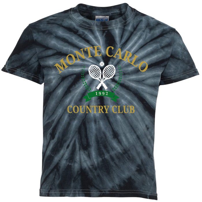 Monte Carlo Country Club Vintage Tennis Aesthetic Kids Tie-Dye T-Shirt