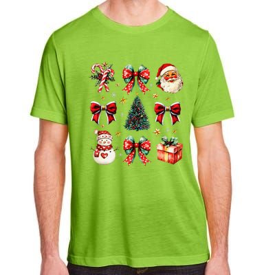 Merry Christmas Coquette Bows Girl Women Santa Claus Snowman Adult ChromaSoft Performance T-Shirt