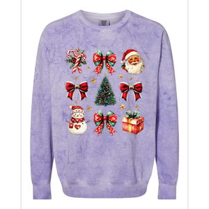 Merry Christmas Coquette Bows Girl Women Santa Claus Snowman Colorblast Crewneck Sweatshirt