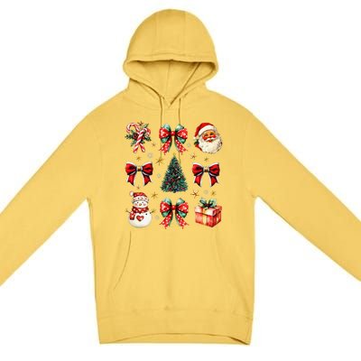 Merry Christmas Coquette Bows Girl Women Santa Claus Snowman Premium Pullover Hoodie