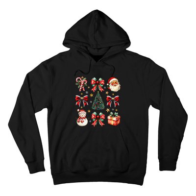 Merry Christmas Coquette Bows Girl Women Santa Claus Snowman Hoodie