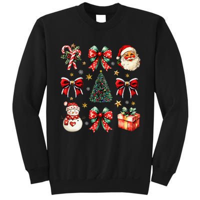 Merry Christmas Coquette Bows Girl Women Santa Claus Snowman Sweatshirt