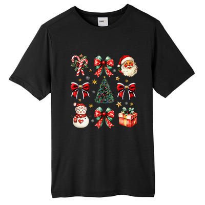 Merry Christmas Coquette Bows Girl Women Santa Claus Snowman Tall Fusion ChromaSoft Performance T-Shirt