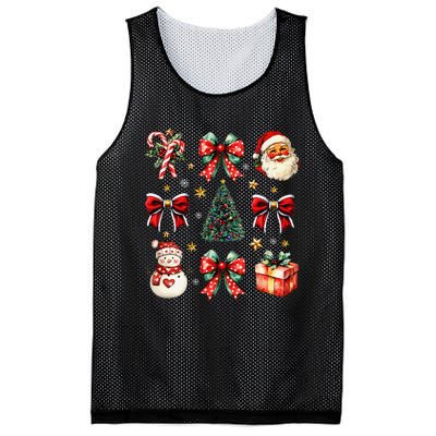 Merry Christmas Coquette Bows Girl Women Santa Claus Snowman Mesh Reversible Basketball Jersey Tank