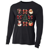 Merry Christmas Coquette Bows Girl Women Santa Claus Snowman Cooling Performance Long Sleeve Crew