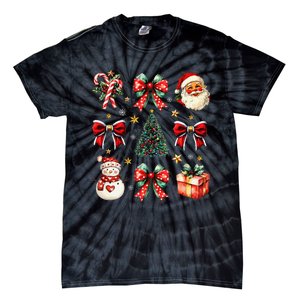 Merry Christmas Coquette Bows Girl Women Santa Claus Snowman Tie-Dye T-Shirt