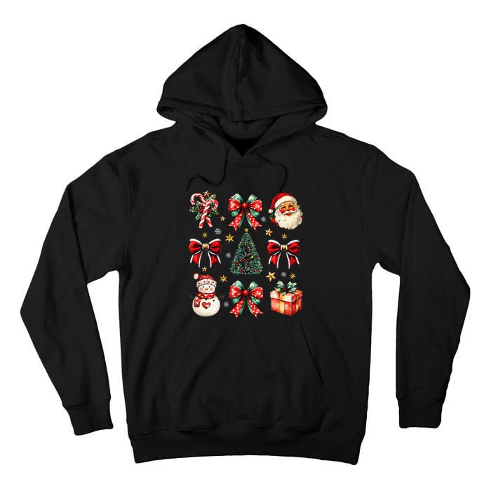 Merry Christmas Coquette Bows Girl Women Santa Claus Snowman Tall Hoodie