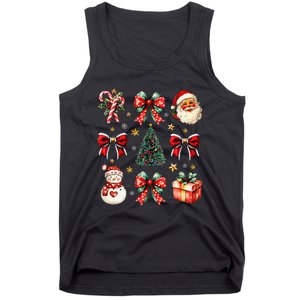 Merry Christmas Coquette Bows Girl Women Santa Claus Snowman Tank Top