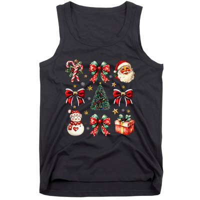 Merry Christmas Coquette Bows Girl Women Santa Claus Snowman Tank Top