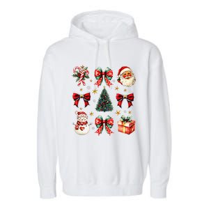 Merry Christmas Coquette Bows Girl Women Santa Claus Snowman Garment-Dyed Fleece Hoodie