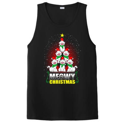 Meowy Cat Christmas Tree Lights Funny Kitten Xgiftmas Cats Tree Great Gift PosiCharge Competitor Tank